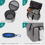 Load image into Gallery viewer, Dog Travel Bag, Weekend Pet Travel Set for Dog and Cat, Airline Approved Tote Organizer with Multi-Function Pockets, 2 Food Storage Containers, 2 Collapsible Bowls, 1 Feeding Mat (Grey)