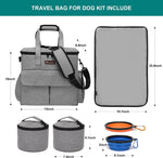 Load image into Gallery viewer, Dog Travel Bag, Weekend Pet Travel Set for Dog and Cat, Airline Approved Tote Organizer with Multi-Function Pockets, 2 Food Storage Containers, 2 Collapsible Bowls, 1 Feeding Mat (Grey)