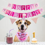 Load image into Gallery viewer, Dog Birthday Party Supplies Bandana Hat Banner Set Boy Girl Cute Bow Tie Scarf Dog Birthday Decorations (Pink,Dog Girl)