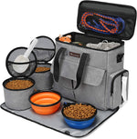 Load image into Gallery viewer, Dog Travel Bag, Weekend Pet Travel Set for Dog and Cat, Airline Approved Tote Organizer with Multi-Function Pockets, 2 Food Storage Containers, 2 Collapsible Bowls, 1 Feeding Mat (Grey)