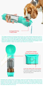 Load image into Gallery viewer, Portable Dog Water Bottle Food Feeder Drinker Poop Dispenser 3 In 1 Leak Proof Multifunctional Travel Puppy Outdoor Drinking