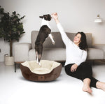 Load image into Gallery viewer, Small Dog Bed for Small Dogs, Cat Beds for Indoor Cats, Pet Bed for Puppy and Kitty, Extra Soft & Machine Washable with Anti-Slip & Water-Resistant Oxford Bottom, Brown, 20 Inches