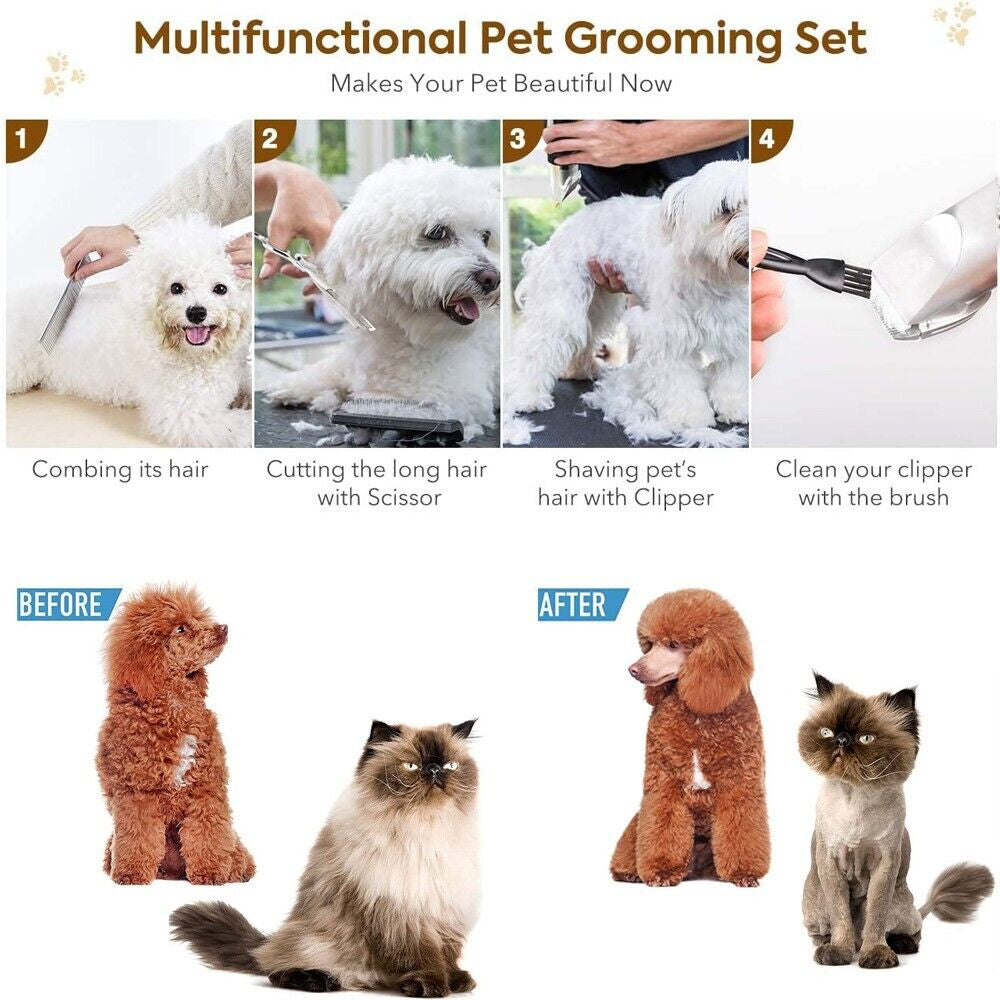 Professional Pet Dog Grooming Clipper Thick Fur Hair Trimmer Electric Shaver Set