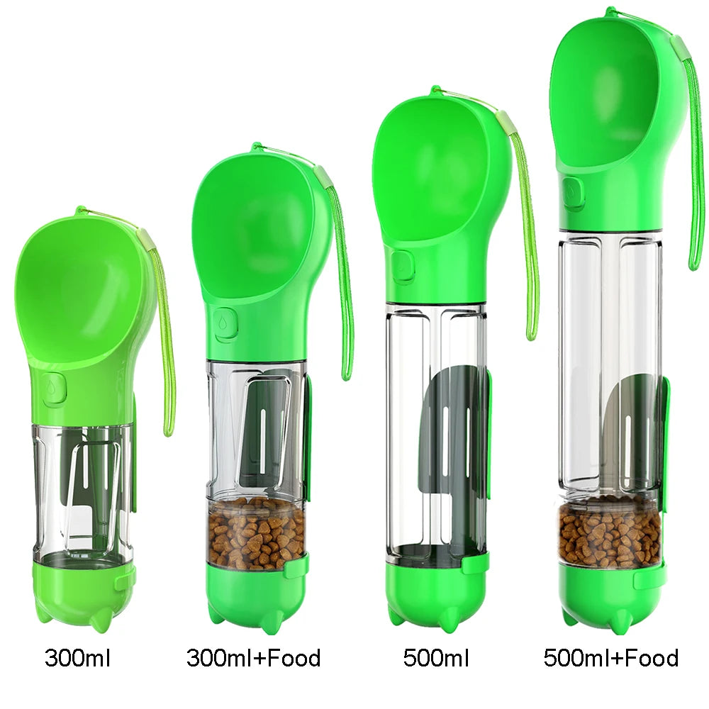 Portable Dog Water Bottle Food Feeder Drinker Poop Dispenser 3 In 1 Leak Proof Multifunctional Travel Puppy Outdoor Drinking