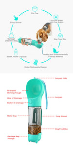 Load image into Gallery viewer, Portable Dog Water Bottle Food Feeder Drinker Poop Dispenser 3 In 1 Leak Proof Multifunctional Travel Puppy Outdoor Drinking
