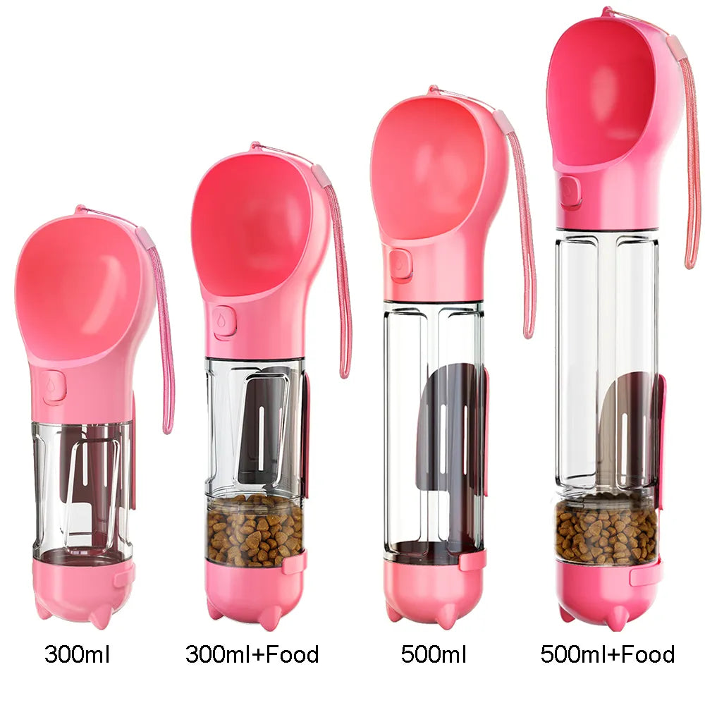 Portable Dog Water Bottle Food Feeder Drinker Poop Dispenser 3 In 1 Leak Proof Multifunctional Travel Puppy Outdoor Drinking