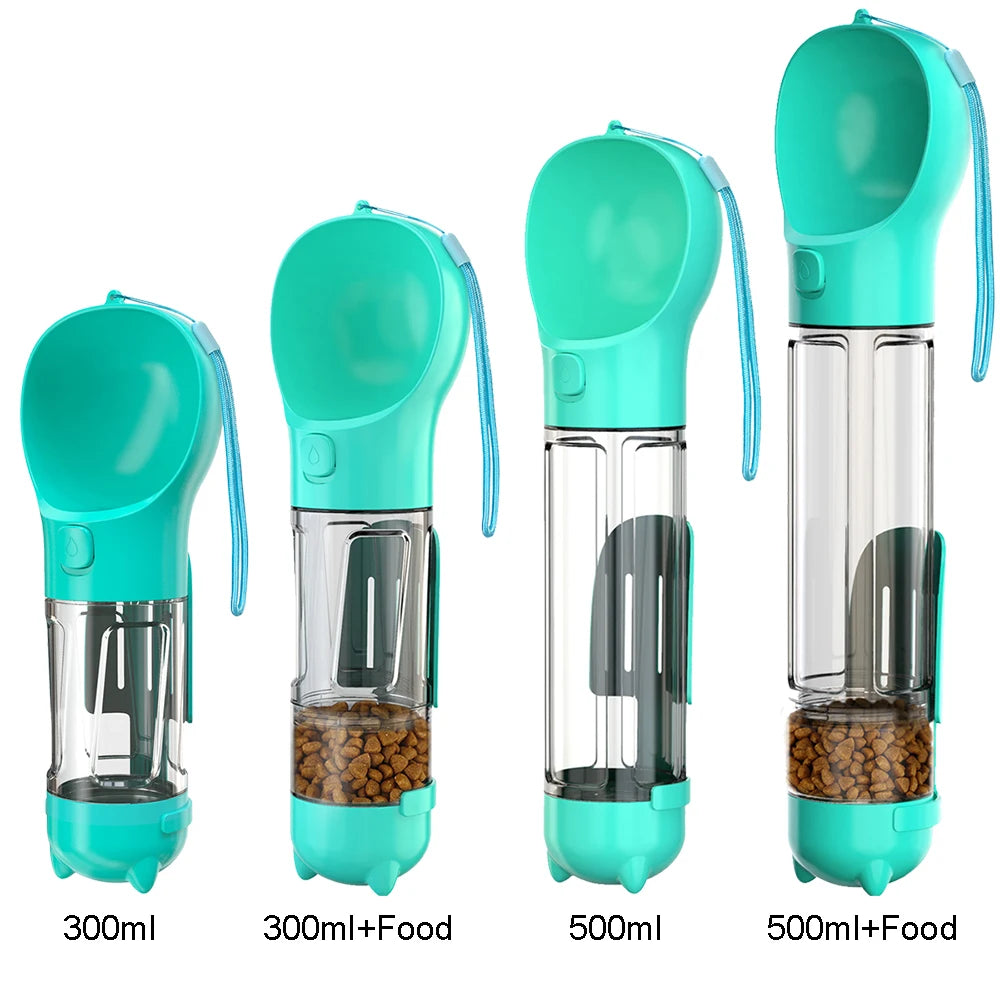 Portable Dog Water Bottle Food Feeder Drinker Poop Dispenser 3 In 1 Leak Proof Multifunctional Travel Puppy Outdoor Drinking
