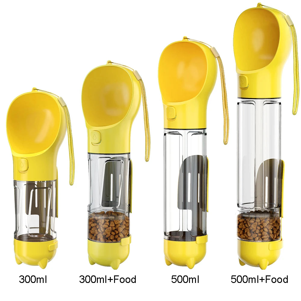 Portable Dog Water Bottle Food Feeder Drinker Poop Dispenser 3 In 1 Leak Proof Multifunctional Travel Puppy Outdoor Drinking